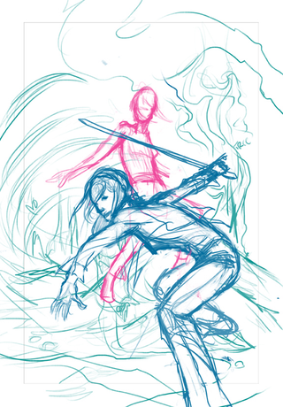 Illustration for article titled How we drew Angel, Willow, and Faith hanging out in a hell dimension